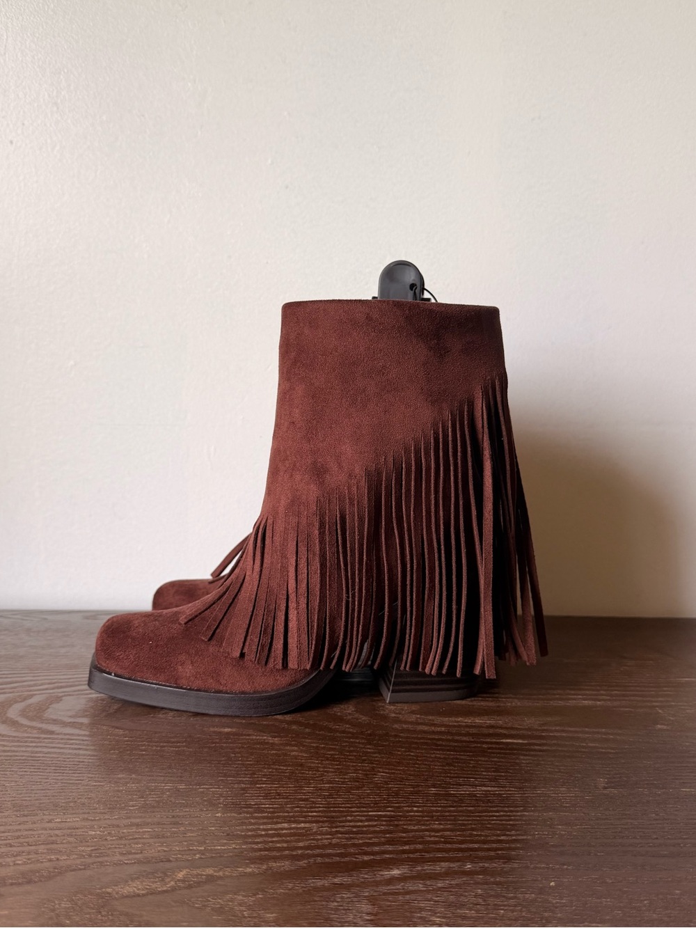 Faux Suede Fringe Booties - Picture 2 of 8